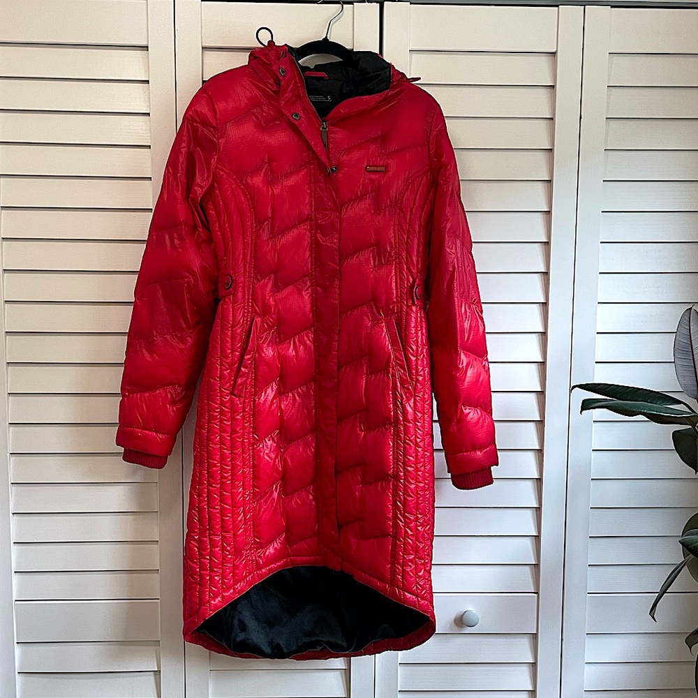 Long Burton knee-length bright red coat, size small
